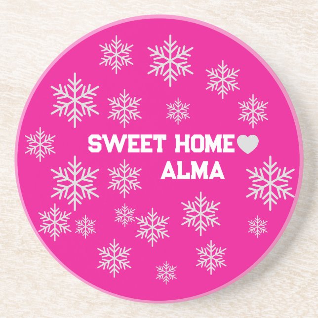 Porta-copos travesseiro de cristal de gelo rosa (Frente)