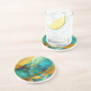 Porta-copos Trendy Abstrato Blue e Dourado