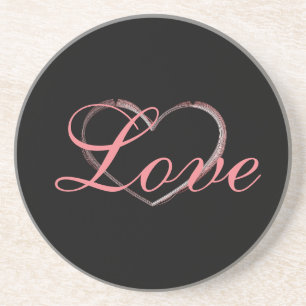 Porta-copos Trendy Heart Cinza Calliografia Casamento de Amor