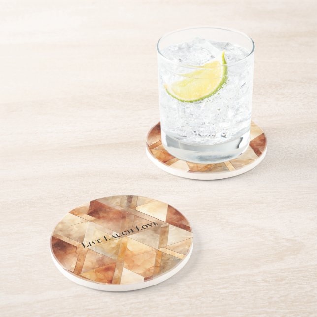 Porta-copos Triângulos Dourados Vermelhos Cream Burgundy (Lateral)