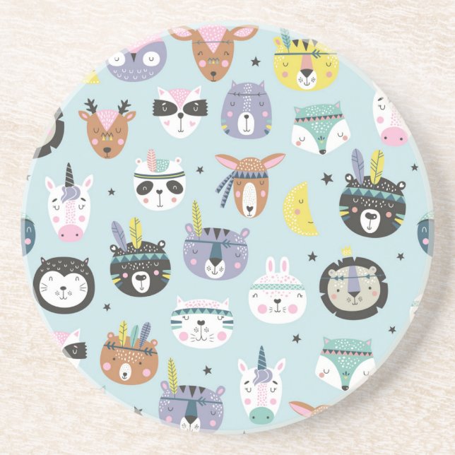 Porta-copos Tribal Cute Animal: Padrão Boho (Frente)