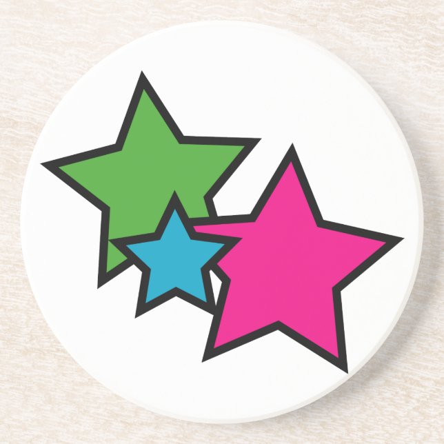 Porta-copos Trio de Estrelas Neon Brilhantes (Frente)