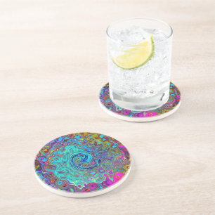 Porta-copos Trippy Sky Blue Abstrato Retro Liquid Swirl