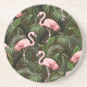 Porta-copos Tropical Flamingo Pattern: Folhas Vintage