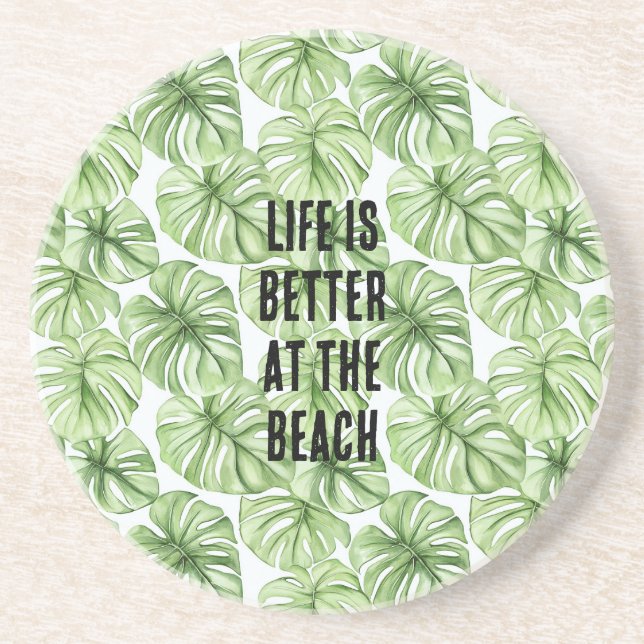 Porta-copos Tropical Green Palm Tree Leaves (Frente)