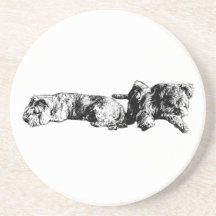 Two Schnauzers – Ink Art Dog Coaster