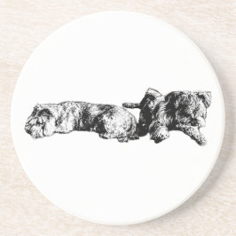 Porta-copos Two Schnauzers – Ink Art Dog Coaster