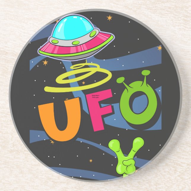 Porta-copos ufo no espaço diga oi (Frente)