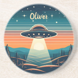 Porta-copos UFO Vintage ao Pôr do Sol Personalizado