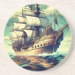 Porta-copos Uma Pintura De Um Navio Com As Velas Para Baixo- 5