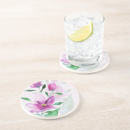 Porta-copos Unicidade das Flores de Arte em Aquarela Violeta