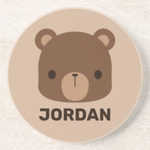 Porta-copos Urso Castanho Bonito com Nome Personalizado