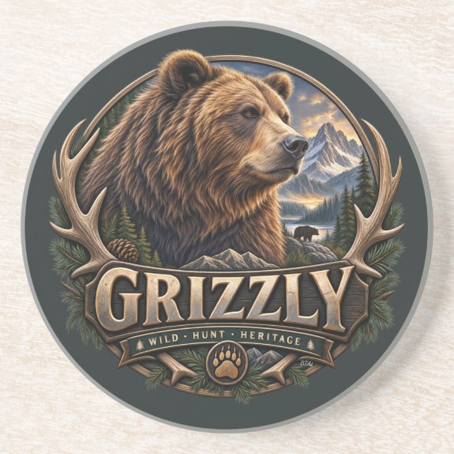 Porta-copos Urso Cinzento - Selvagem Americano (Frente)