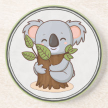 Urso coala de abraço em árvore