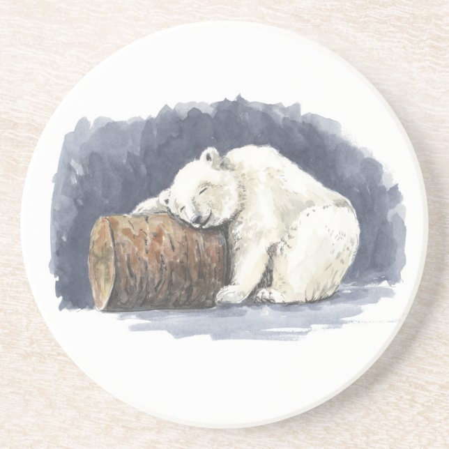Porta-copos Urso polar dormindo, arte aquarela (Frente)