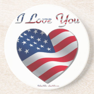 Porta-copos USA Flag Heart I Love You