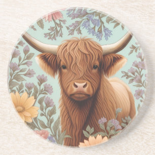 Porta-copos Vaca das Terras Altas Pastel Floral Inspirada em W