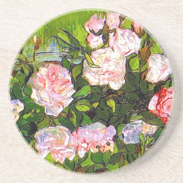 Porta-copos Van Gogh ainda vive com rosas rosa (Frente)