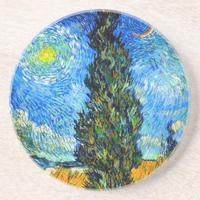 Porta-copos Van Gogh Road com Cypress e Star (Frente)