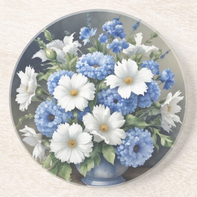 Porta-copos Vaso de Flores Aquarela Elegante (Frente)