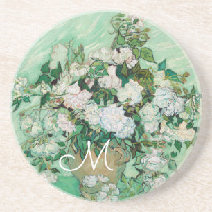 Porta-copos Vaso de Van Gogh com monograma cor-de-rosa da arte