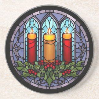 Porta-copos Velas de Natal de Vidro Manchado