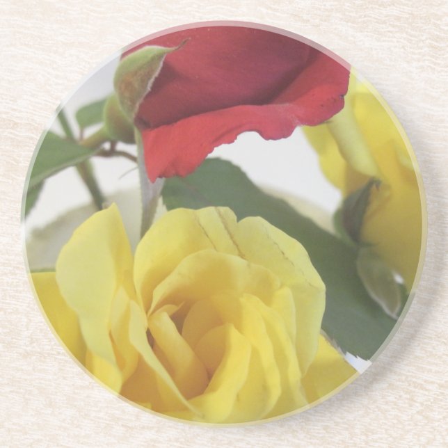 Porta-copos Vermelho Amd Rosas Amarelas (Frente)