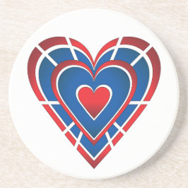 Porta-copos Vermelho Branco e Coração Azul