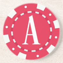 VERMELHO CASINO POKER CHIP MONOGRAMA LETRA INITAL 