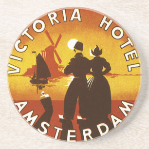 Porta-copos Viagens vintage, Hotel Victoria, Amsterdã, Holanda