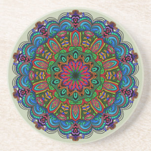 Porta-copos Vibrante Padrão Floral e Geométrico de Mandala