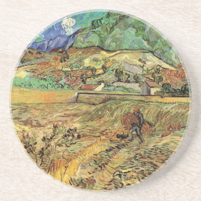 Porta-copos Vincent van Gogh - Campo de Trigo Cercado com Camp (Frente)