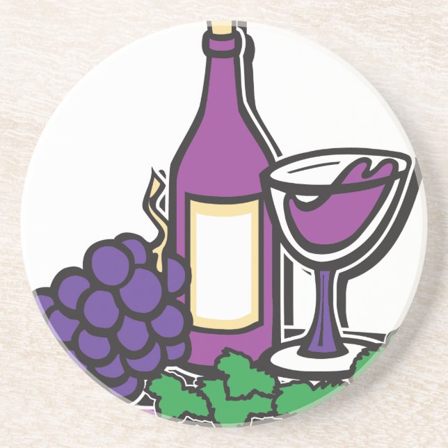 Porta-copos Vinho Vermelho e Uvas Púrpuras (Frente)