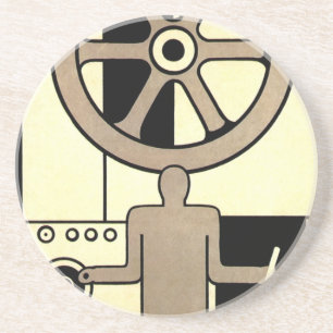 Porta-copos Vintage Art Deco Business Wheel and Machine Worker