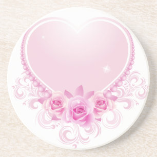 Porta-copos Vintage Heart and Rosa Pink