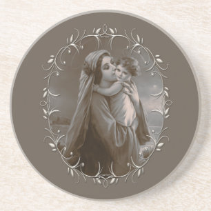 Porta-copos Vintage Madonna e Child com Silver Frame
