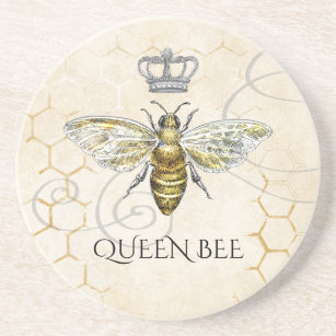 Porta-copos Vintage Queen Bee Royal Crown Beige