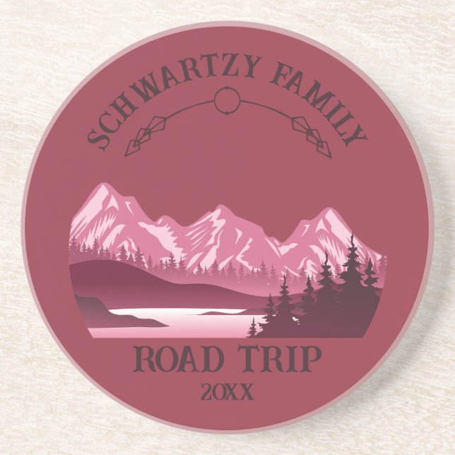 Porta-copos Vintage Red Mountain Lake Sunset (Frente)