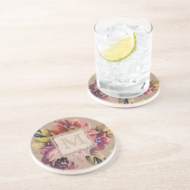 Porta-copos Vintage Rustic Floral Monograma (Lateral)