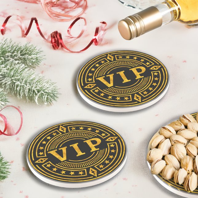 Porta-copos VIP Very Special Person Gold and Black Retro Chic (Criador carregado)