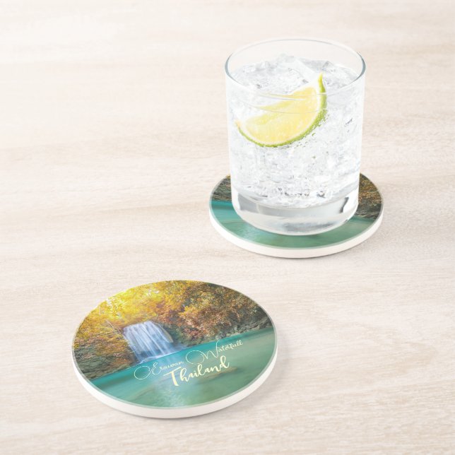 Porta-copos Visão de queda de Erawan Waterfall Tailândia (Lateral)