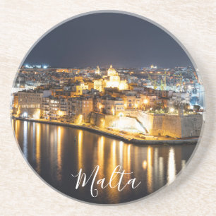Porta-copos Vista de três cidades em Malta à noite