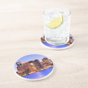 Porta-copos Vista do distrito financeiro de Boston do centro