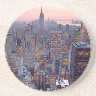Porta-copos Vista larga de Manhattan no por do sol