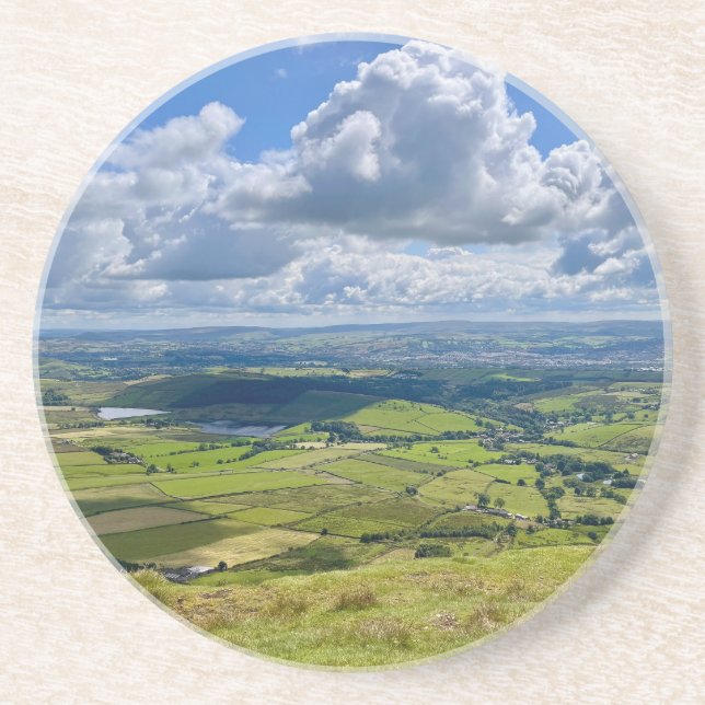 Porta-copos Vista pacífica de Pendle Hill.. (Frente)