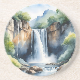 Porta-copos Watercolor painted waterfall