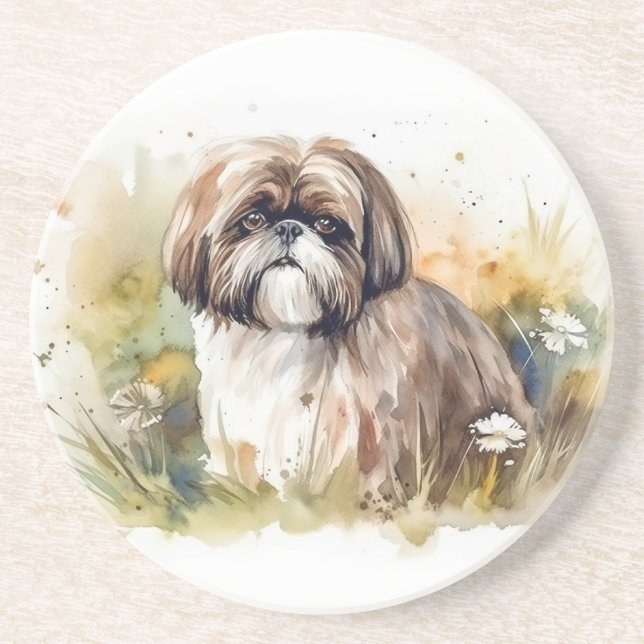 Porta-copos Watercolor Shih Tzu (Frente)