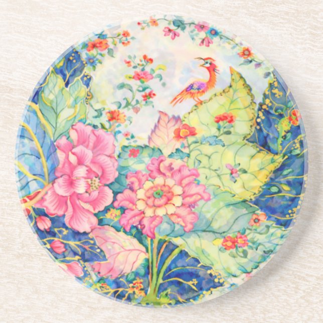 Porta-copos Watercolor Tobacco Leaf China Inspired  (Frente)