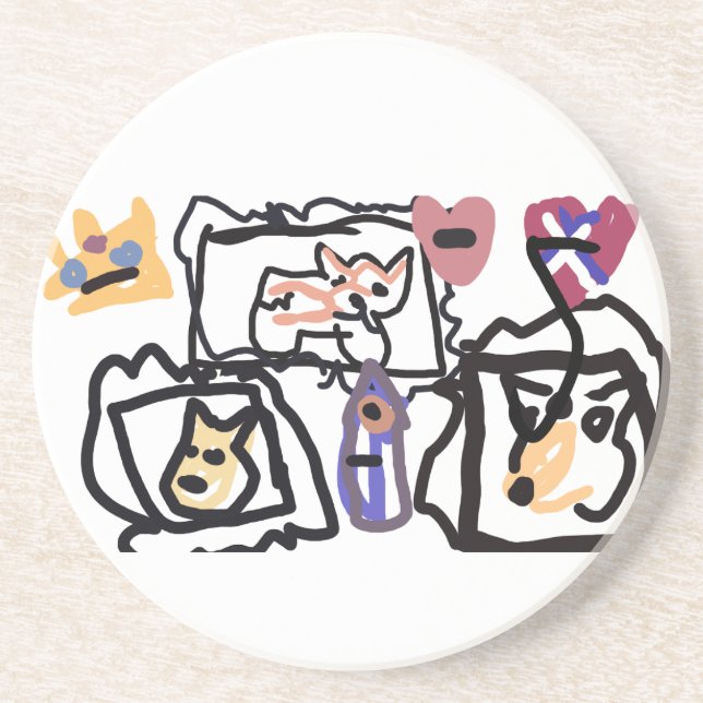 Porta-copos Welsh Corgi hearts  (Frente)