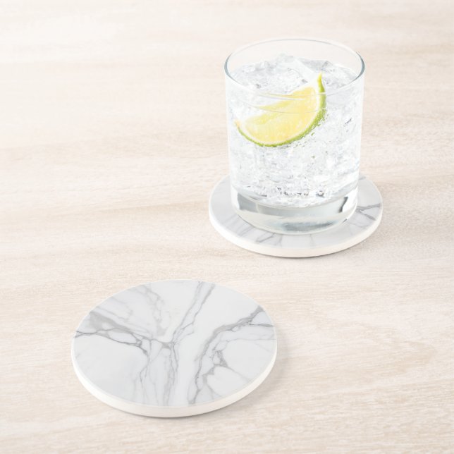Porta-copos White Gray Marble Minimal Elegant Coaster (Lateral)